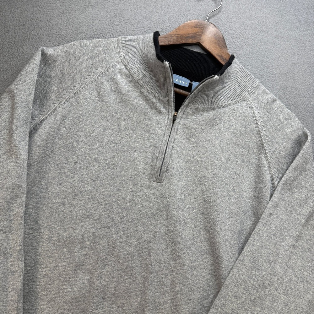 VTG Quest Quarter Zip Sweater Men XXL Gray Cotton Cashmere Blend Pullover Preppy